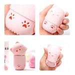 pot savon silicone rose bleu violet animalier brosse nettoyage intégrée texture douce patte chat