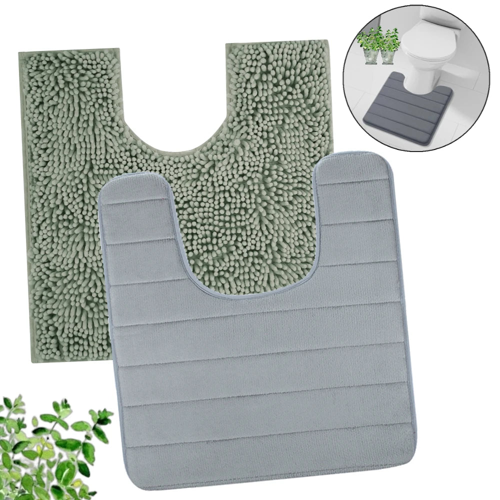 tapis toilette moderne gris clair pelucheux super absorbant antidérapant tissu microfibre chenille memory foam