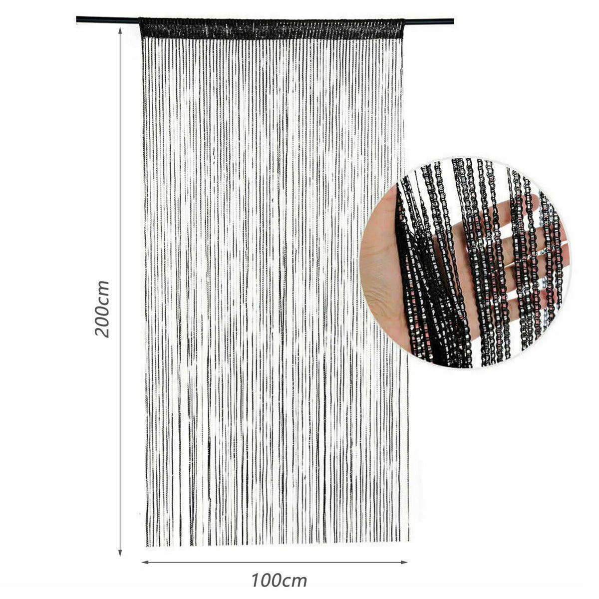 rideau decoratif boheme multicolore franges metalliques translucides barre superieure 200cm hauteur 100cm largeur
