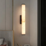 applique murale moderne marbre naturel cuivre lampe led salon chambre coucher décoration luxe