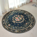 tapis rond décoratif classique motif floral broderie intérieur salon maison doux antidérapant