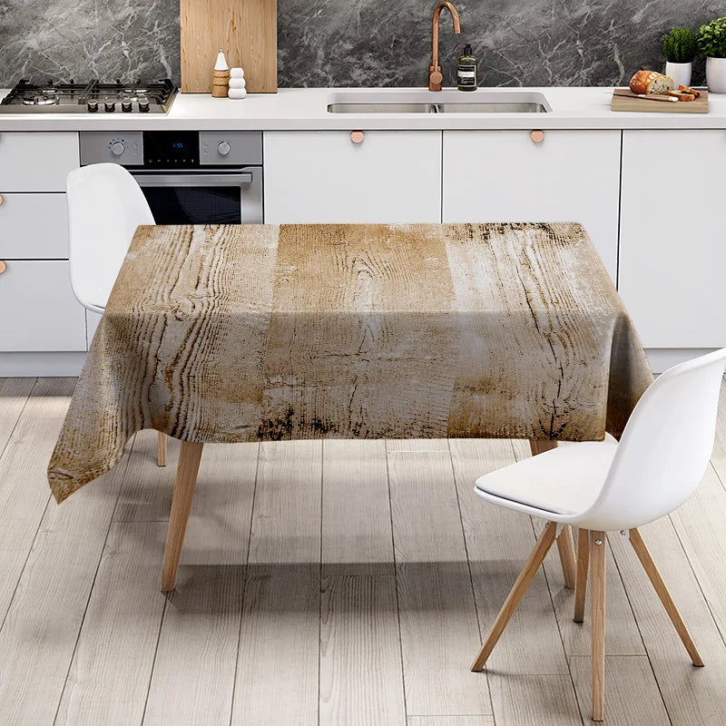 nappe table moderne rustique imitation bois beige marron blanc décoration mariage événementextérieur