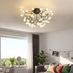 Suspension moderne or boules translucides 54 ampoules led grande taille chambre salon