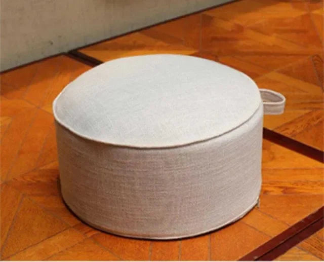 coussin rond lin mousse pu amovible lavable couleur beige orange décoration zen