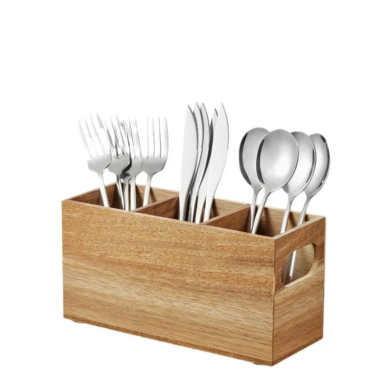 boîte rangement bois compartiments réutilisable ustensiles cuisine articles divers modernes rustiques