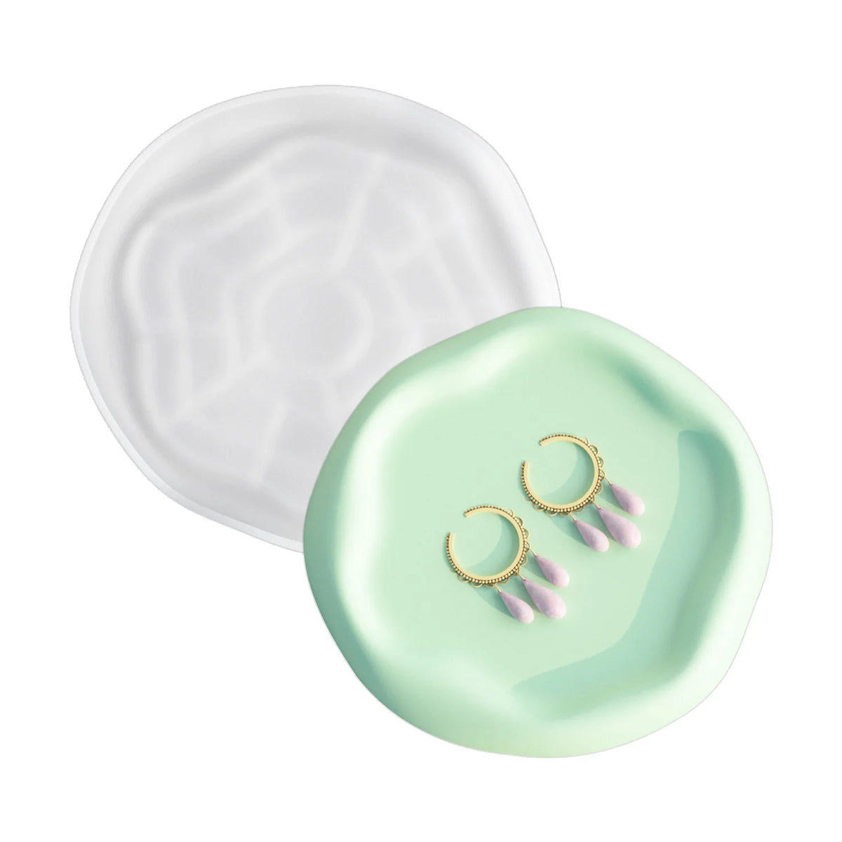 assiettes bijoux silicone géométriques modernes vert pastel blanc rose bleu pastel minimalistes