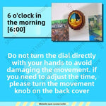 horloge murale pixel art kawaii orange jaune bleu aiguilles cadran vintage rétro
