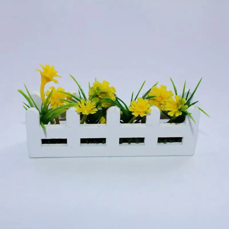 miniature clôture fleurs artificielles différentes couleurs décorative maison poupée accessoire miniature vert rose jaune