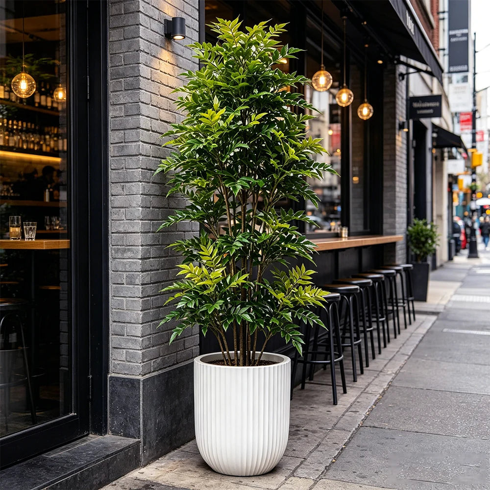 plante artificielle arbuste feuilles vertes pot blancintérieur décoration vert ornement plastiqueextérieur nature