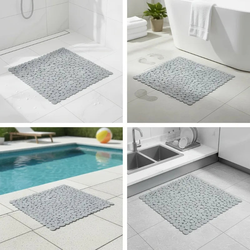 tapis salle bain douche galets antidérapant motifs ronds drainage ventouses moderne minimaliste