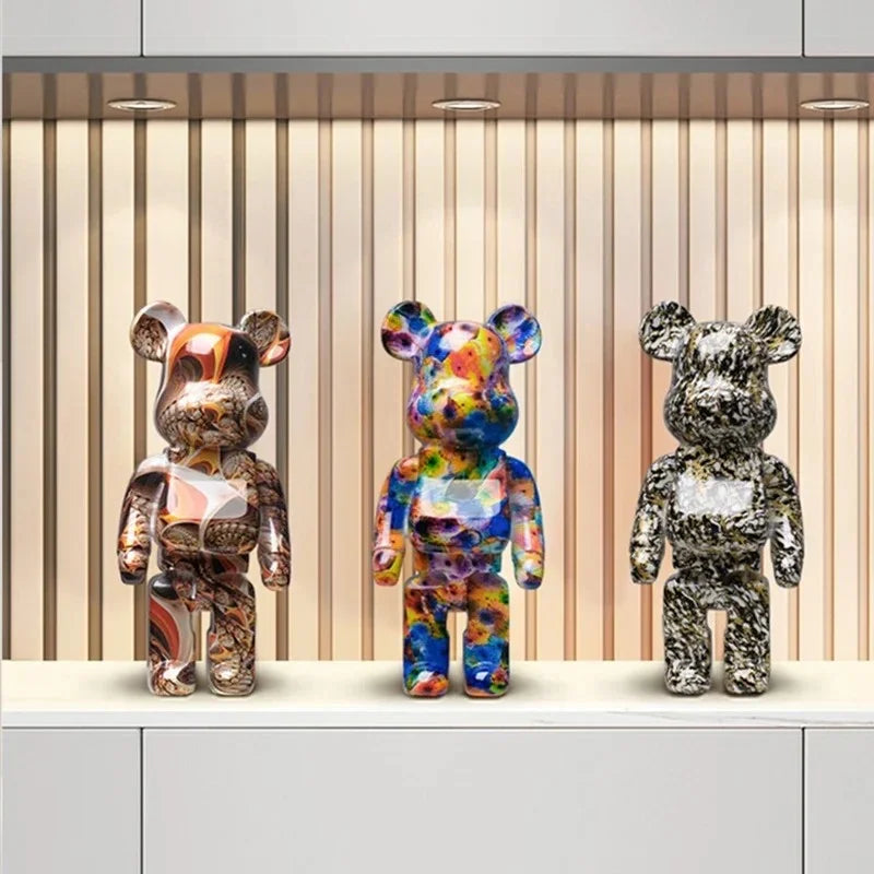 figurine ours multicolore graffiti résine contemporaine décoration intérieur table chambre erotique