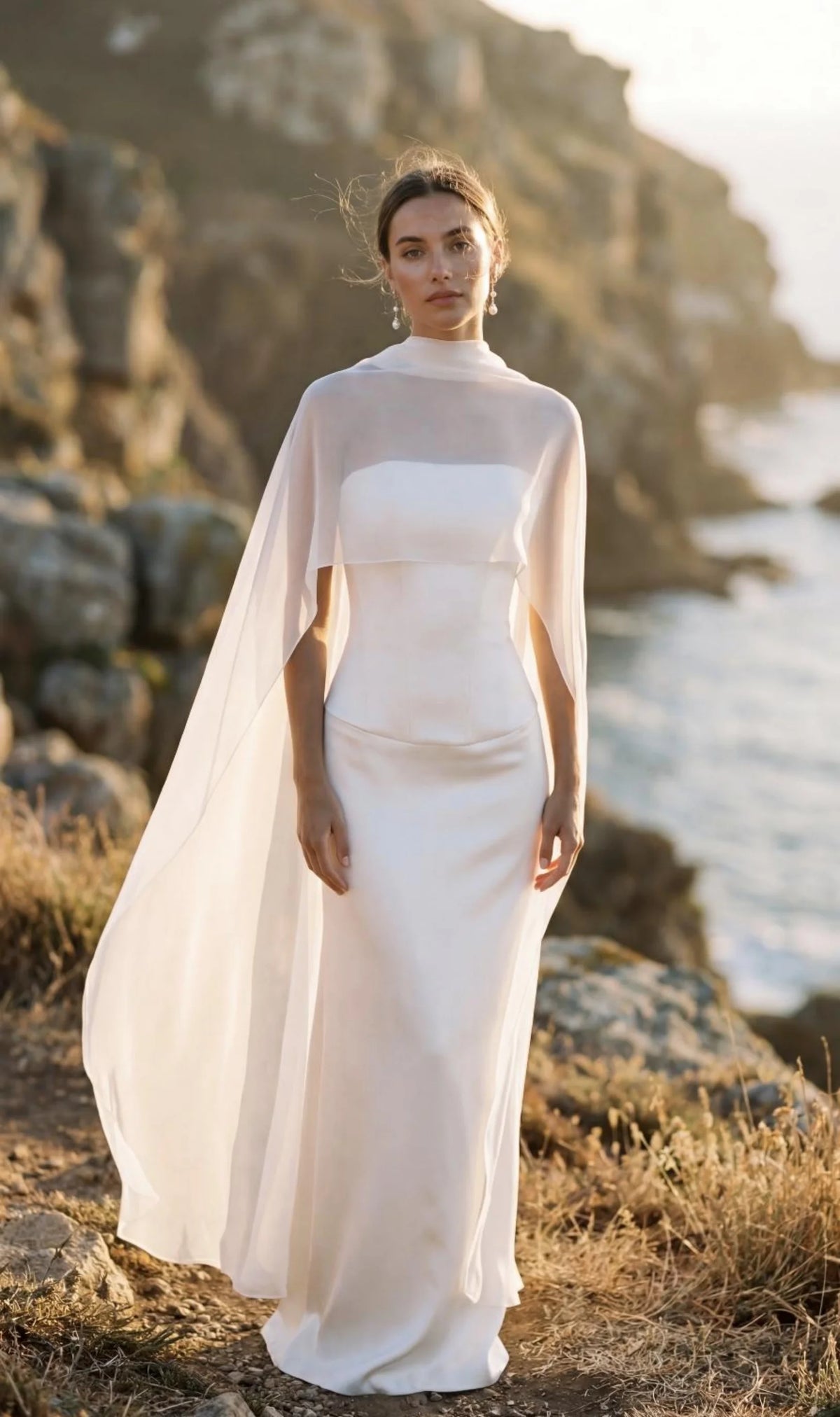 cape mariage transparente polyester élégante plage cérémonie cocktail soirée echangement
