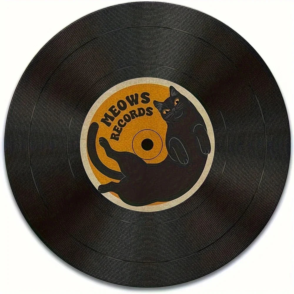 tapis souris vintage noir chat yeux orange yowl yowl records non glissant