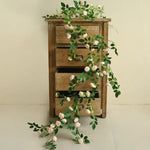 guirlande fleurs artificielles roses feuilles vertes décoration extérieure mariage anniversaire naturelle romantique accrochéeextérieur