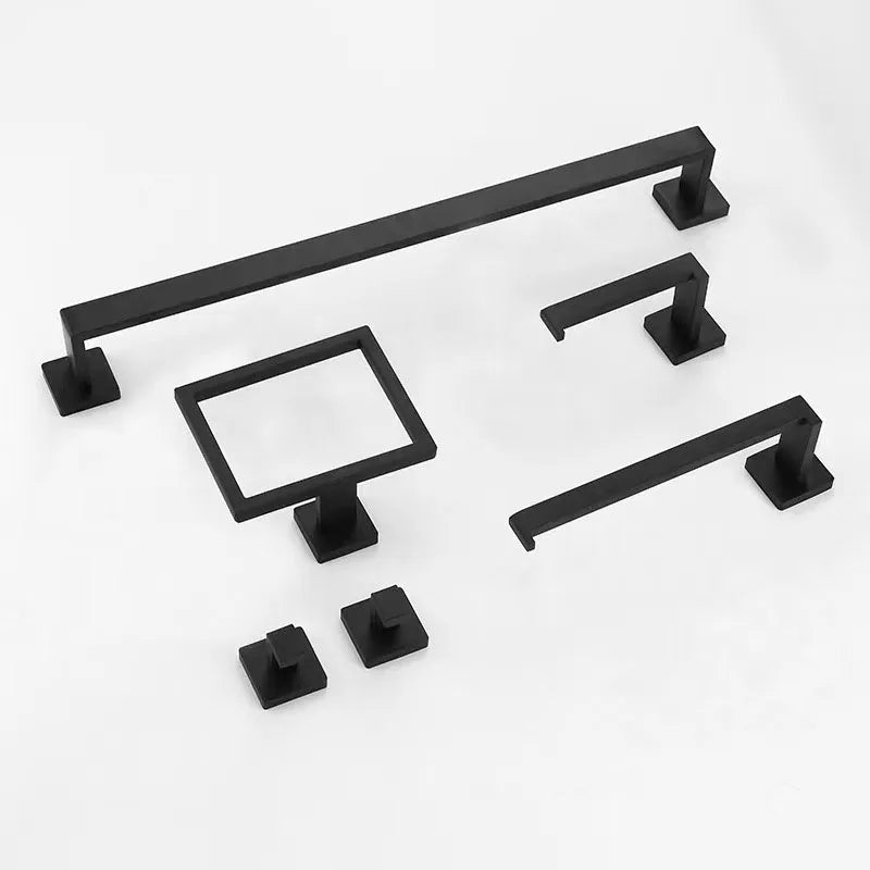 ensemble porte serviettes moderne noir mat acier inoxydable finition laquée fixe salle bain 60cm