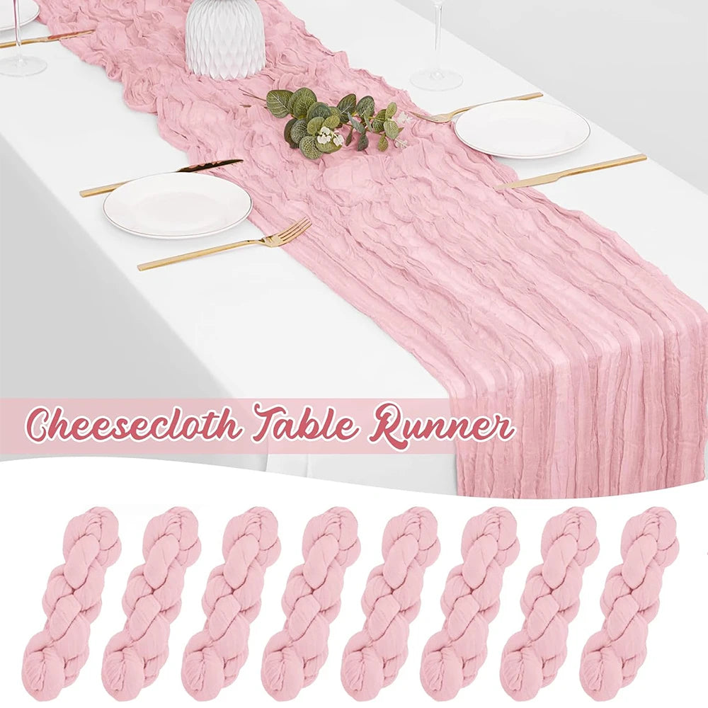 chaise table rose clair decoration anniversaire mariage deco boho simple élégante longue runner polyester