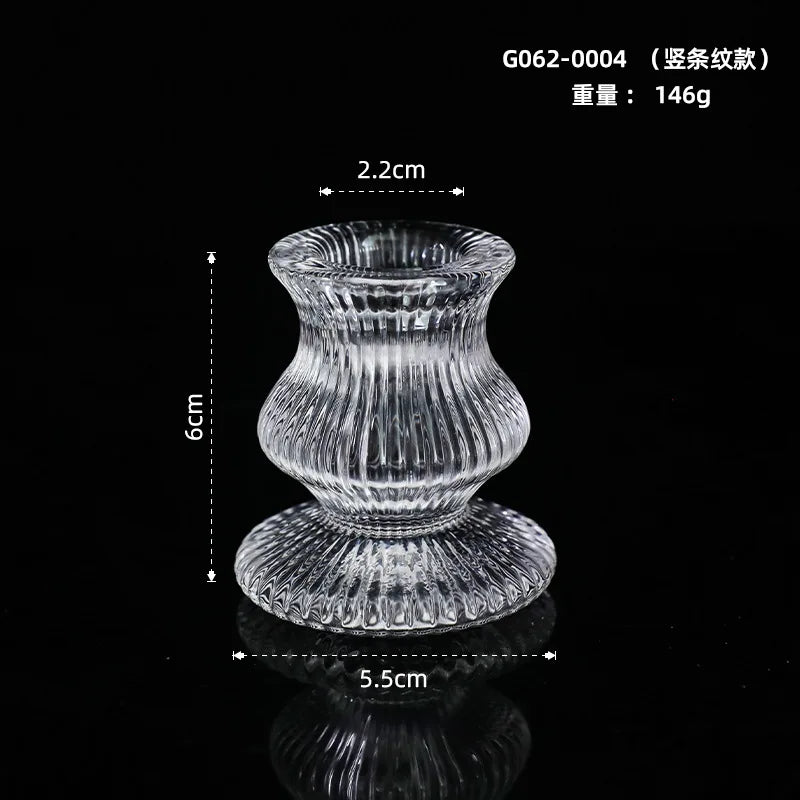 bougeoir classique transparent gravé décoration maison support bougie alliage métal rond opacité