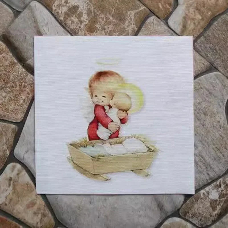 tableau imprimé enfants dessin animé floral couleurs vives décor chambre blanc bleu rose