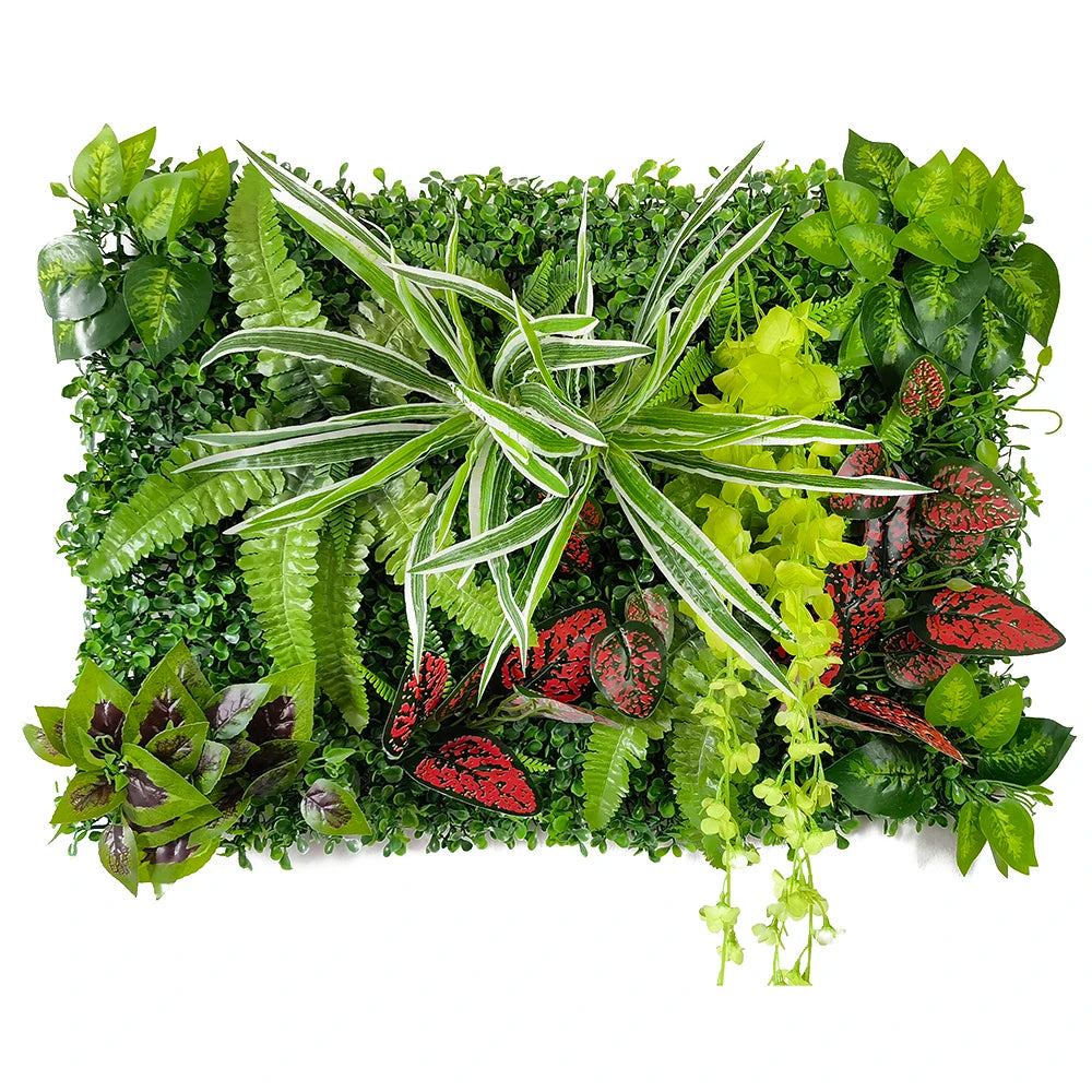 mur végétal artificiel décoratif plantes vertes fougères succulentes jardin extérieur maison moderne naturel
