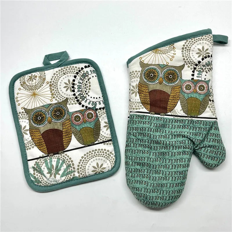 gants cuisine poignées plat motifs cuisine vintage rustique blanc noir rouge vert beige marron