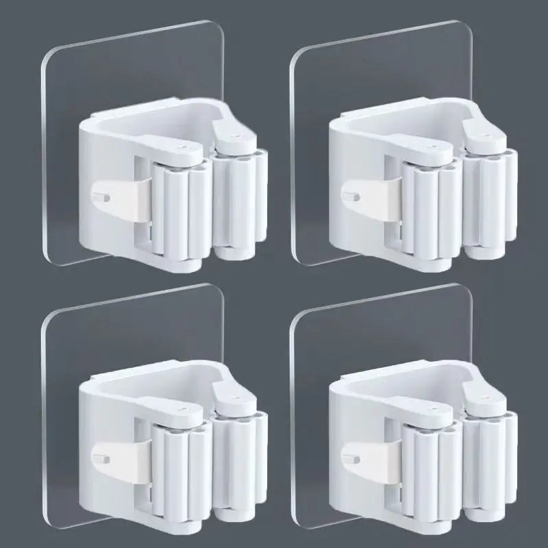 support mural porte balai adhésif blanc gris respectueux environnement fixe outils nettoyage derrière porte