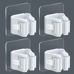 porte balai mural adhésif blanc gris support nettoyage multiple PVC respectueux environnement fixe mur
