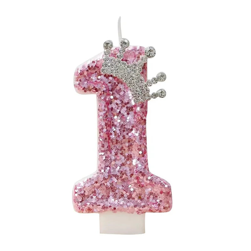 bougies chiffres anniversaire rose pailletées décoratives brillantes adhésives