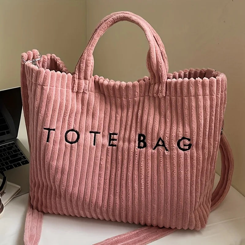 sac fourre tout toile décontracté lettre poche zippée beige casual