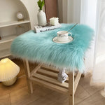 tapis moderne acrylique pelucheux blanc bleu rose décoration intérieure carré salon