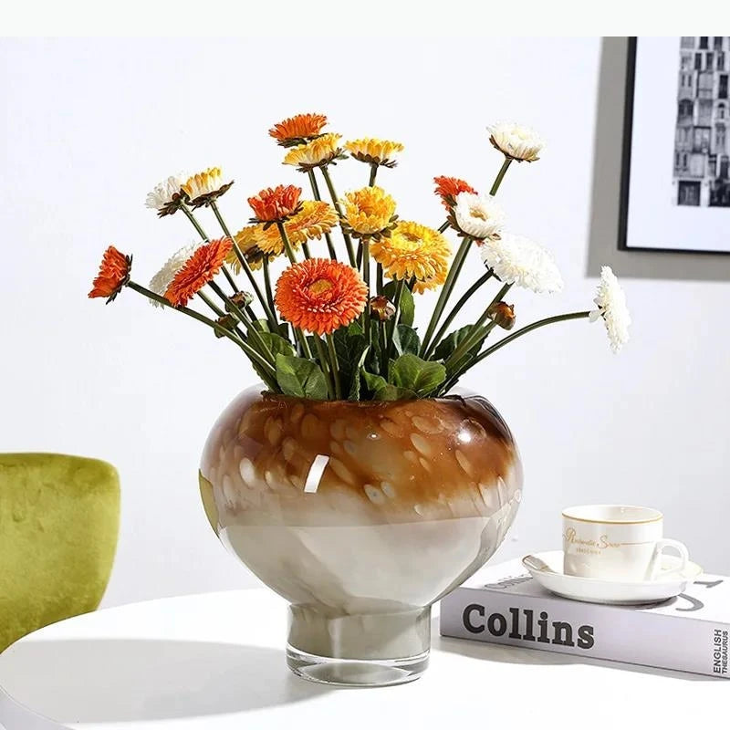 vase verre marbré translucide moderne couleur marron beige blancintérieur décoration minimaliste