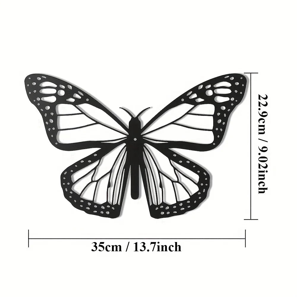 décoration murale papillon métal noir transparent moderne ajouré 35cm 22.9cm chambre jardin