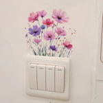 interrupteur mural adhésif fleurs colorées moderne blanc chambre enfant aquarelle amovible pastel