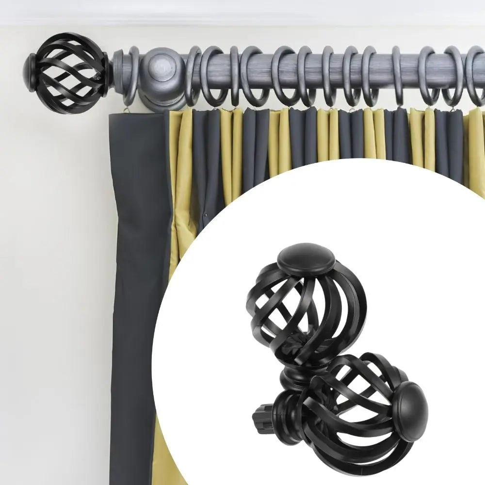 embouts tringle rideau décoratifs spirales sphères tressées noir modernes