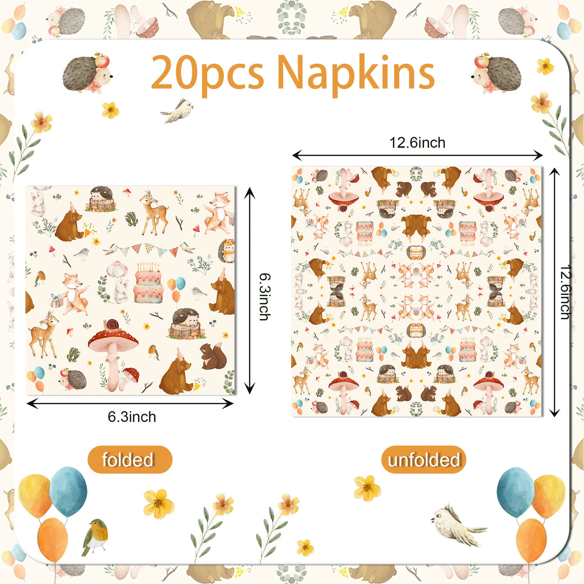 serviettes jetables animaux forêt motifs naturels festives enfants anniversaire mariageéléments forestiers