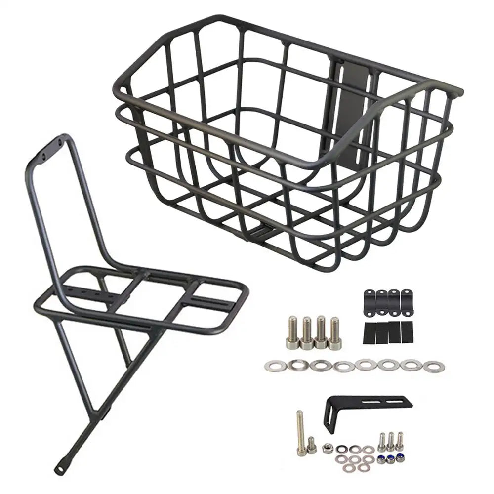 panier vélo métal noir orange grille utilitaire sac guidon accessoires cyclisme porte bagages fixations