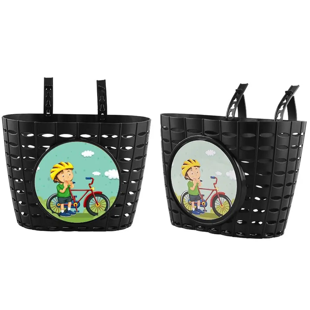panier vélo enfant cartoon stickers motifs animaux bleu clair orange noir rose clips