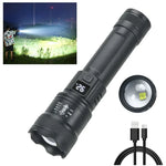 lampe poche led rechargeable zoom écran numérique 15w 100mètres noir texturé moderne