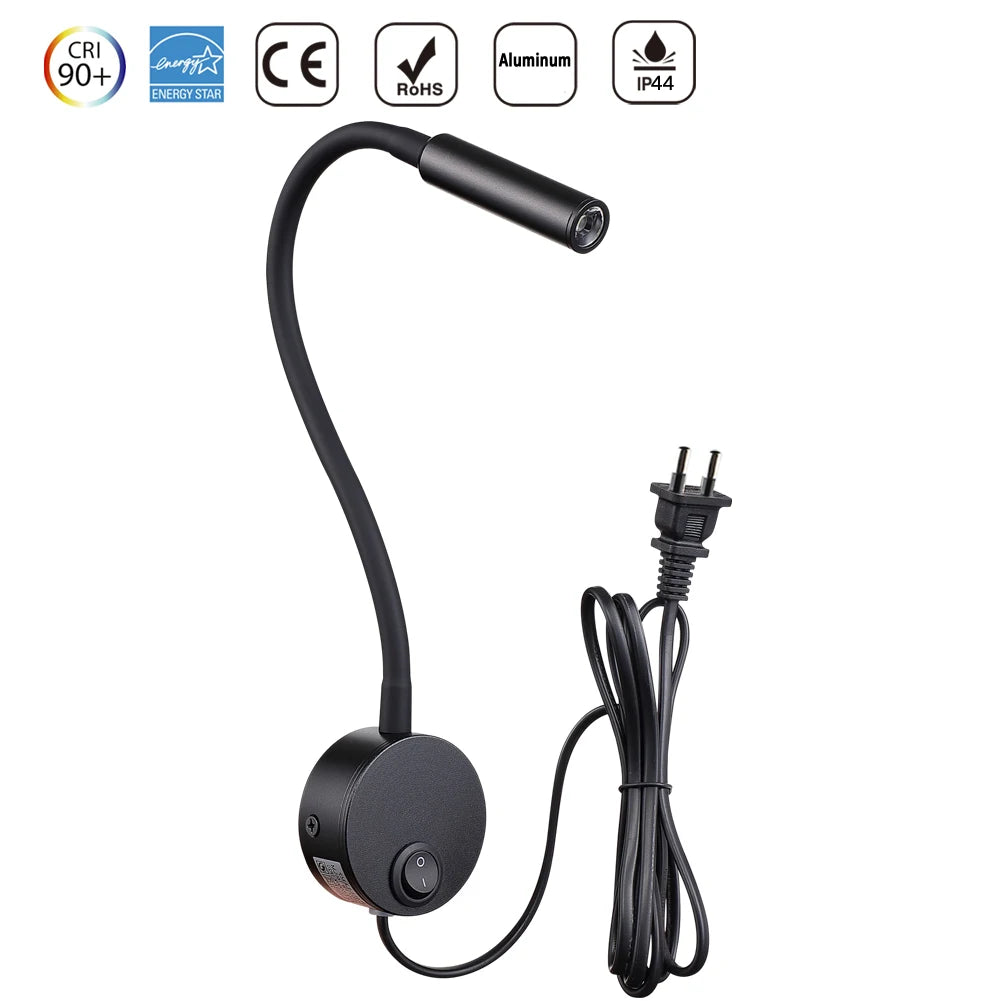 lampe murale led blanche moderne aluminium interrupteur cable chambre salon cuisine