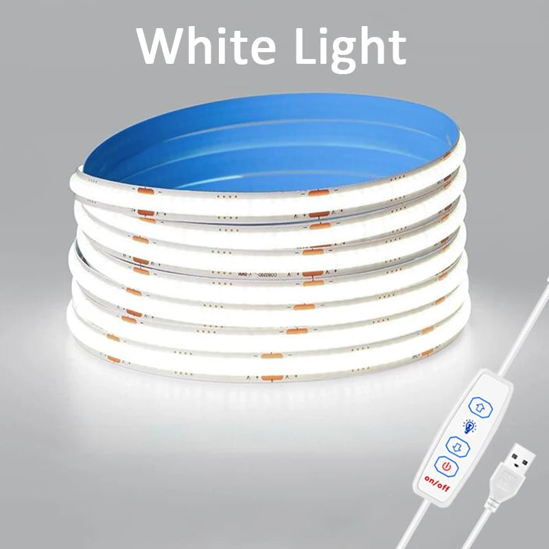 ruban led cob blanc adhésif 3000k 6000k contrôleur usb ajustable moderne 5v 50000h