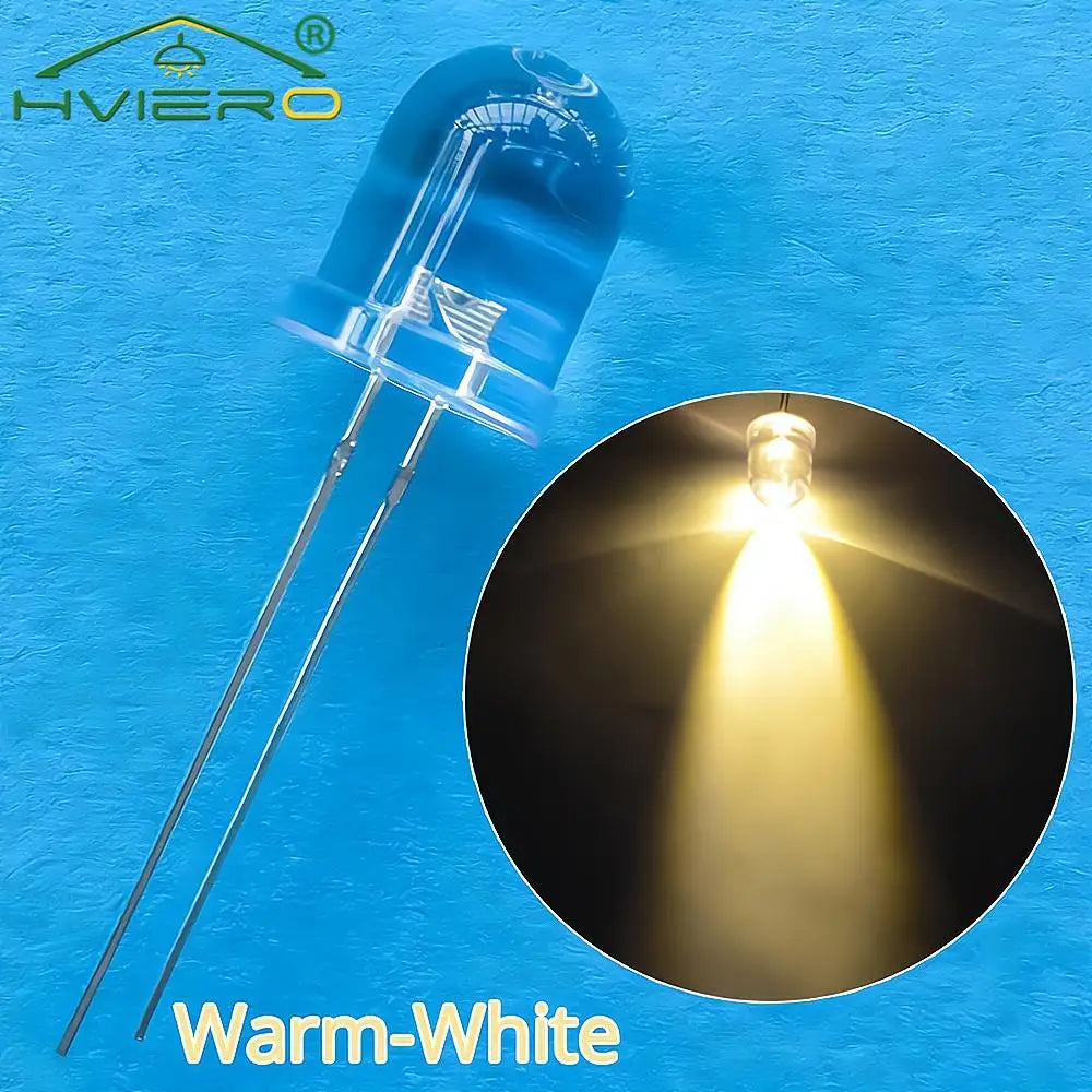 diodes led mixte bleu vert rouge jaune blanc orange rose 10mm rond transparent 50pcs