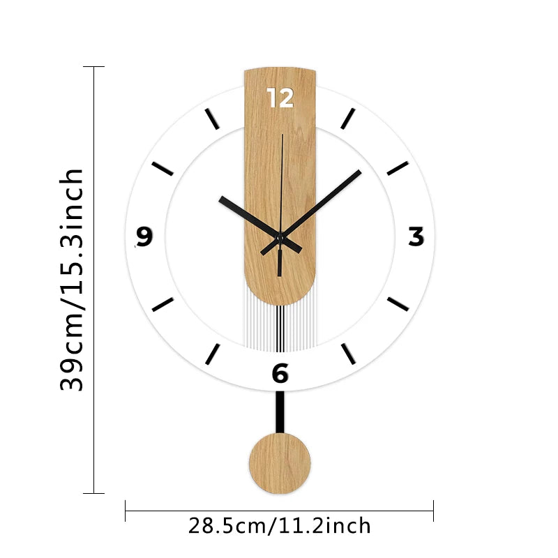 horloge murale moderne aiguilles noires cadre blanc bois clair décoration intérieure fixations transparente