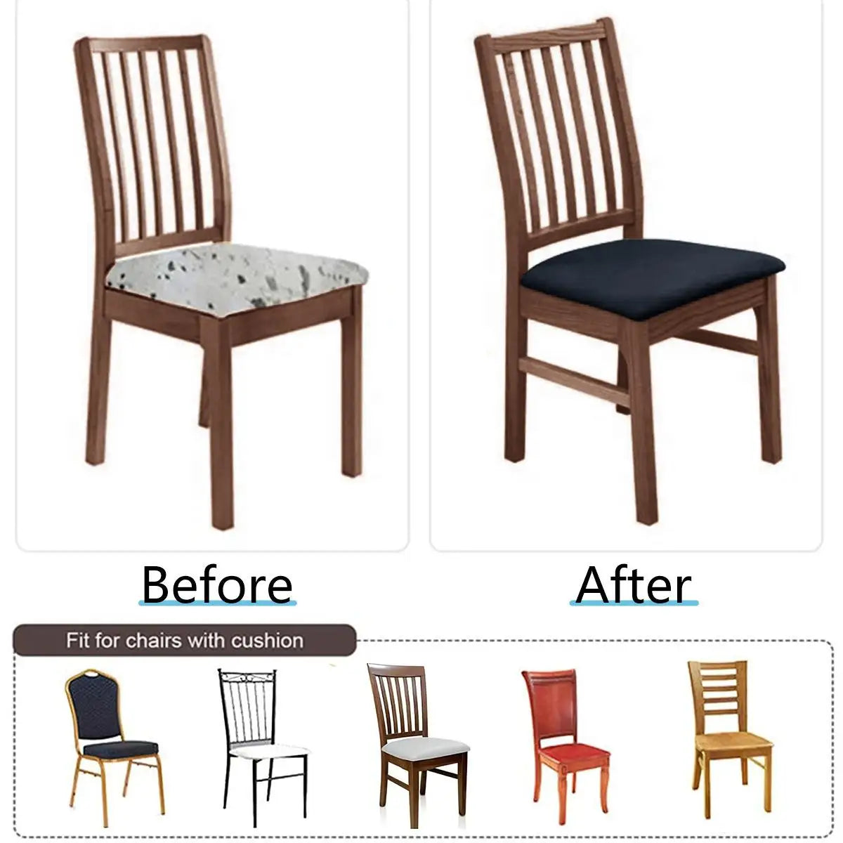 housse élastique chaise bleu marine adhésive mariage banquet moderne cuisine