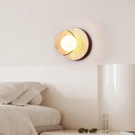 applique murale bois clair texture pierre éclairage led scandinave minimaliste fixée mur chambre coucher