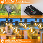 guirlande lumineuse solaire filaments apparents 15m 25 ampoules edison suspendue extérieure