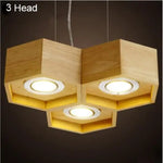 lustre suspendu bois clair hexagonal modernes ampoules led salon chambrehôtel