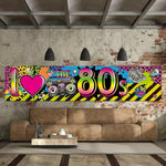 bannière graphique années 80 multicolore pop art graffiti clips disco vintage événementiel festive
