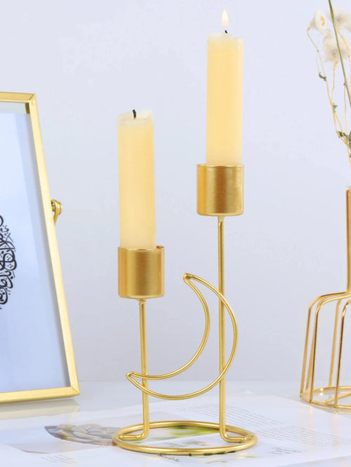 support bougies moderne or noir structure géométrique simple minimaliste deux bougies decoration table