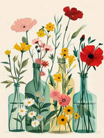 toile peinture fleurs bouteille cadre doré kit débutant peinture numéros moderne art floral relève