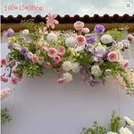 décoration mariage extérieur fleurs artificielles rose blanches romantique suspension fils