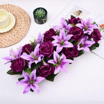 décoration florale artificielle guirlande rectangulaire fleurs roses lys champêtreintérieur événements mariage anniversaire
